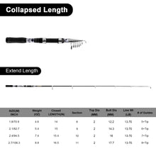 Load image into Gallery viewer, SANLIKE 180cm Fishing Rod Telescopic Carbon Baitcasting Fishing Pole for Saltwater and Freshwater Fishing Lure Rod Tool