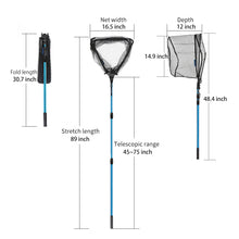 Load image into Gallery viewer, SANLIKE 180cm/220cm Fishing Net Portable Telescopic Folding Landing Handle Aluminium Alloy Pole Coated Net Fishing Accessories