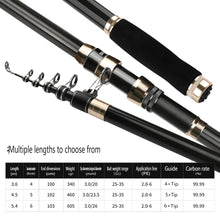 Load image into Gallery viewer, SANLIKE Fishing Rods Sea Fishing Carbon Fibre Telescopic Ultra Light Portable Swinging Small Casting Bait Fishing Rods Tackle Travel Fishing Rods