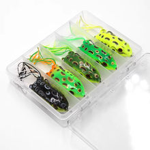 Load image into Gallery viewer, SANLIKE 5PCS Saltwater Freshwater Lures Frog Fishing Lures Soft White Double Hooks Artificial Wildlife Fishing Hooking Tools