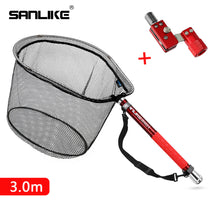 Load image into Gallery viewer, SANLIKE 3m Fishing Net Carbon Portable Telescoping Foldable Landing Hand Pole PE Net With Red Adapter Fishing Tackle
