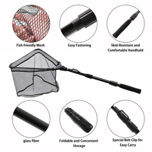 Load image into Gallery viewer, SANLIKE 110cm Fishing Nets Glass Fiber Triangular Handle Telescopic Foldable Pole Landing Handle Mesh Fishing Tool Accessories