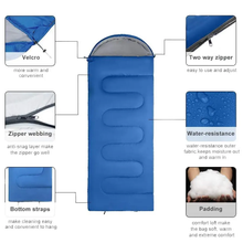 Load image into Gallery viewer, SANLIKE Ultralight Sleeping Bag Hooded Thick Cotton Sleeping Bag with Compression Pouch for Outdoor Camping and Hiking