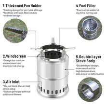 Load image into Gallery viewer, SANLIKE Outdoor Wood Stove Portable Folding Firewood Stove Camping Gasification Furnace Equipment Windproof Camping Tool