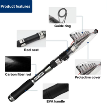 Load image into Gallery viewer, SANLIKE 1.8-3m Telescopic Casting Fishing Rods Carbon Ultralight Portable Wobbler Bait Fishing Rods For Saltwater Fishing Tools