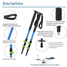 Load image into Gallery viewer, SANLIKE Hiking support walking stick Non-slip walking stick Three sections adjustable aluminium alloy hiking stick walking stick
