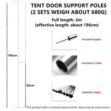 Load image into Gallery viewer, SANLIKE Tent Poles Flysheet Pole Adjustable Tarp Pole Stainless Steel Camping Rod for Awning 2m 2 Sets 10 Sections Accessories