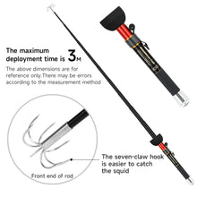 Load image into Gallery viewer, SANLIKE Stainless Steel Squid Gaff Seven Hooks Extendable Contractile Gripper Squids Rod Hook Fishing Gear 3M Squid Tool