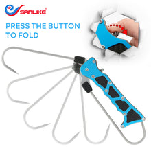 Load image into Gallery viewer, SANLIKE Blue Portable Collapsible Fishing Hook Stainless Steel Fishing Spear Hook Clip Lip Gripper Fishing Accessories