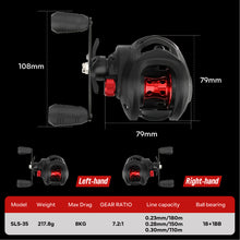 Load image into Gallery viewer, SANLIKE Baitcasting Fishing Reel Left/Right Hands Max Drag 8KG High Speed 7.2:1 Gear Ratio Saltwater Fishing Tackle
