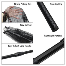 Load image into Gallery viewer, SANLIKE 129cm Folding Fishing Net Landing Collapsible Telescopic Sturdy Rubber Coated Pole Handle Fishing Tool Accessories
