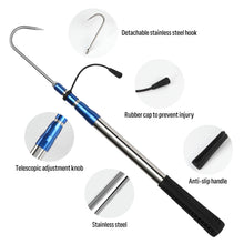 Load image into Gallery viewer, SANLIKE Telescopic Fish Gaff Pole with Stainless Sea Fishing Spear Hook Tackle Rubber Handle for Saltwater Offshore Tool