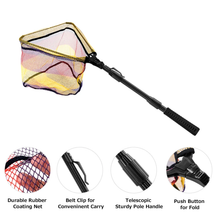 Load image into Gallery viewer, SANLIKE Folding Landing Net with Extra Long Telescopic Pole Handle Foldable rubber-coated net for easy catch and release