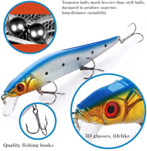 Load image into Gallery viewer, SANLIKE 5 Pcs 14cm Fake Bait Lure Bionic Bait Minnow Lure 3D High Imitation Eye Tungsten Hook Streamer Body Fishing Tools