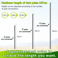 Load image into Gallery viewer, SANLIKE 2 sets of 240cm aluminium stable tent poles tarpaulin poles camping tent poles glass bead connection with storage bag