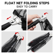 Load image into Gallery viewer, SANLIKE Fishing Net Fish Landing Net Collapsible Fish Net with Anti-Slip Telescoping Rubber Pole Handle for Kids Adults in Saltwater Freshwater Multi-Size Extending to 51inch