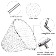 Load image into Gallery viewer, SANLIKE Folding Fishing Net Collapsible Aluminum Oval Frame 12mm Screw Nylon Mesh Landing Dip Net Fishing Tackle Accessories