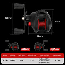 Load image into Gallery viewer, SANLIKE Baitcasting Reel High Speed 7.2:1 Gear Ratio Left/Right HandS Max Drag 8KG Casting Fishing Reel Tool Accessories
