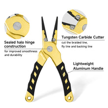 Load image into Gallery viewer, SANLIKE Straight Fishing Pliers Rustproof Aluminium Carbide Cutters Hook Remover Braided Fishing Line Cutting Tackle