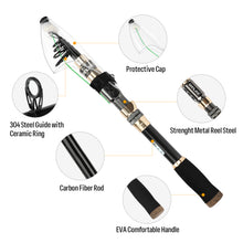 Load image into Gallery viewer, SANLIKE Fishing Rod and Reel Combo Carbon Fiber Fishing Poles Reel Set with Fishing Lures Line Kit Fishing Tool Accessories