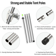 Load image into Gallery viewer, SANLIKE 2 sets stainless steel tubes with threaded connectionsReplacement tent polesTarp polesTarp poles with illuminated tips