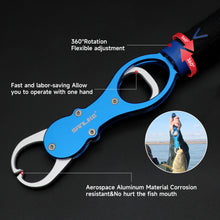 Load image into Gallery viewer, SANLIKE Fishing Gripper with Scale Max Weighing 18KG Fish Lip Grip Fishing Grabber 360° Rotating EVA Handle with Lanyard Tool