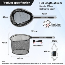 Load image into Gallery viewer, SANLIKE 3m Fishing Net Retractable Fishing Landing Net Carbon Fibre Pole Portable Fishing Net and Folding Joints Fishing Tools