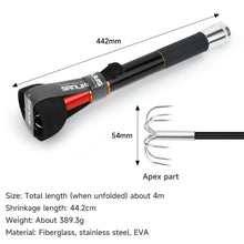 Load image into Gallery viewer, SANLIKE Stainless Steel Squid Gaff Seven Hooks Extendable Contractile Gripper Squids Hook Fishing Gear 4M Retractable Squid Tool