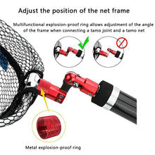 Load image into Gallery viewer, SANLIKE Fishing Net Aluminum Frame With Folding Joint collapsible Rubber Coated Black PE Net Oval Frame Fishing Tackle
