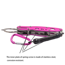 Load image into Gallery viewer, SANLIKE Aluminium Multifunctional Grabber Fishing Lip Grip Bait Holder Clip with Loss Prevention Cord Fishing Tools Accessories