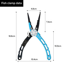 Load image into Gallery viewer, SANLIKE Fish Lip Grip Pliers Suit Multifunctional Fishing Lip Gripper Aluminum Alloy Grip Clip Line Cutter Hook Remover Tool