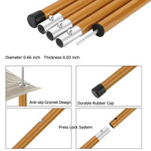 Load image into Gallery viewer, SANLIKE 2 Set Black Tent Pole 5 Sections 1MM Thick OD 19MM Aluminum Tube Sun Shelter Support Rods Outdoor Camping Accessories