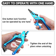Load image into Gallery viewer, SANLIKE Aluminium Fishing Pliers Rustproof Multifunctional Fishing Line Scissors with Safety Lock and Storage Bag Easy to Carry