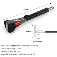 Load image into Gallery viewer, SANLIKE Stainless Steel Squid Gaff Seven Hooks Extendable Contractile Gripper Squids Rod Hook Fishing Gear 3M Squid Tool