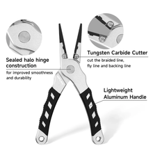 Load image into Gallery viewer, SANLIKE Aluminium Fishing Plier Tungsten Carbide Knife Rustproof Fish Hook Removal Line Cutting Fish Grabber Fishing Accessories