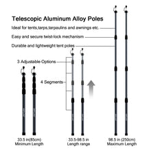 Load image into Gallery viewer, SANLIKE 2.5m Aluminium Retractable Tarp Pole Retractable Tent Pole Shelter Support Pole Tarpaulin Pole Camping Hiking Tools
