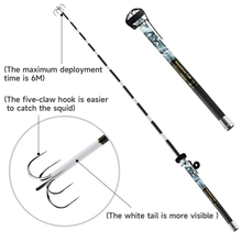 Load image into Gallery viewer, SANLIKE Stainless Steel Squid Gaff Five Hooks Extendable Contractile Gripper Squids Hook Fishing Gear 6M Retractable Squid Hook
