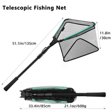 Load image into Gallery viewer, SANLIKE Floating Fishing Net Fish Folding Landing Net with Telescopic Pole Handle Durable Rubber Coated Collapsible Net Fishing