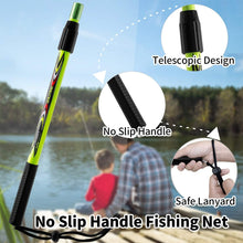 Load image into Gallery viewer, SANLIKE Fishing Net Fish Landing Net Collapsible Fish Net with Anti-Slip Telescoping Rubber Pole Handle for Kids Adults