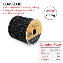 Load image into Gallery viewer, SANLIKE 50M Reflective Tent Rope 4MM Nylon Tent Line Multifunction Outdoor Sports Camping Hiking Tent Accessories
