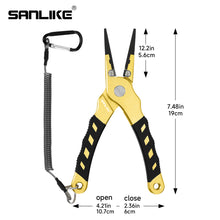 Load image into Gallery viewer, SANLIKE Straight Fishing Pliers Rustproof Aluminium Carbide Cutters Hook Remover Braided Fishing Line Cutting Tackle