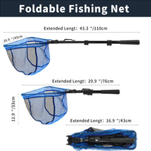 Load image into Gallery viewer, SANLIKE 1.1M Fishing Net Glass Fibre Rod Telescopic Pole Foldable Handle Landing Net Coated Mesh Fishing Tackle Accessories