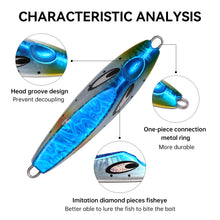 Load image into Gallery viewer, SANLIKE 40g 60g 80g Blue Metal Slow Jig Fishing Lure Luminous Color Artificial Hard Baits Slow Sinking Tuna Jigging Lures