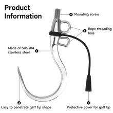 Load image into Gallery viewer, SANLIKE Double Hole Fishing Spear Hook with 1/2 UNC Stainless Steel Fish Gaff for Freshwater Saltwater Fishing Tool Accessories