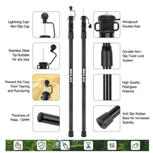 Load image into Gallery viewer, SANLIKE 2.15m 2 Pcs Retractable Stainless Steel Pole Head with Silicone Head Cover Retractable Fibreglass Pole Camping Tools