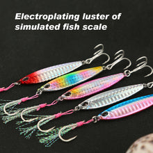 Load image into Gallery viewer, SANLIKE Micro Fishing Lures Iron Plate Lead Fishing Lures Double Hook Fake Bait Jig Long Shot Fake Sea Fishing Lures