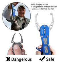 Load image into Gallery viewer, SANLIKE Fish Lip Gripper with Non-Slip EVA Handle Sheath Coiled Lanyard Fish Grabber Fishing Plier Tool Accessories