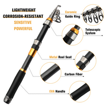 Load image into Gallery viewer, SANLIKE Fishing Pole and Reel Combos Carbon Fiber Telescopic Fishing Rod Spinning Reel with Lures Line Accessories Fishing Gear