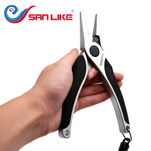 Load image into Gallery viewer, SANLIKE Multi-Function Fishing Pliers Tainless Steel Fishing Line Scissors Fishing Tackle Grip Split Ring Pliers Pesca Tool