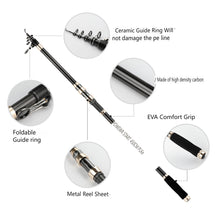 Load image into Gallery viewer, SANLIKE Fishing Rods Sea Fishing Carbon Fibre Telescopic Ultra Light Portable Swinging Small Casting Bait Fishing Rods Tackle Travel Fishing Rods